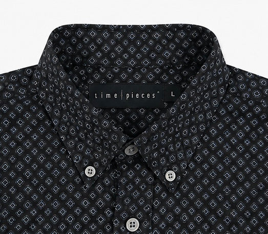 Time Piece Black Geo Print Shirt – Large