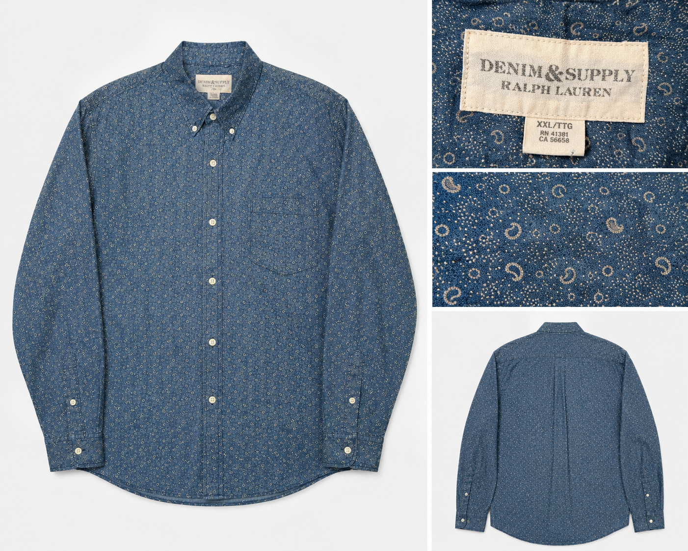 Ralph Lauren Denim & Supply Blue Paisley Pattern - XXL