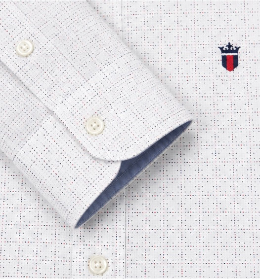 Louis Philippe Tailored Fit White Micro Dot Pattern Shirt – Large