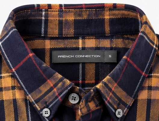 French Connection Navy and Mustard Brushed Cotton - Small