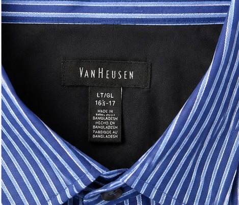 Van Heusen No-Iron Blue Pinstripe Shirt – Medium