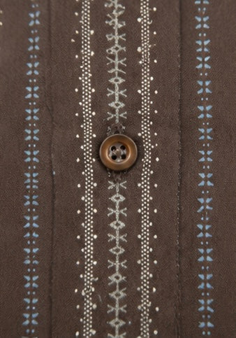 Southern Vintage Brown Patterned Long Sleeve Shirt - XL