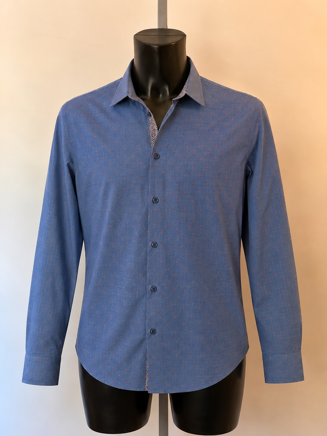 Talia Men’s Blue Orange Micro Dot Smart Shirt - XXL