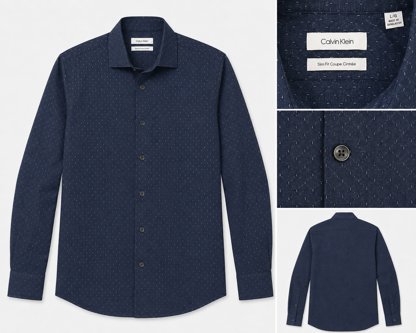 Calvin Klein Slim Fit Midnight Blue Micro Dash – Large