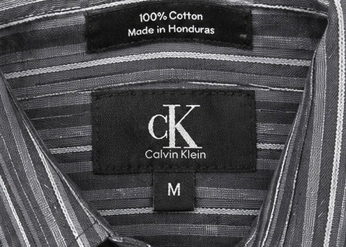 Calvin Klein Shirt - Grey & Charcoal Striped – Medium - Grade B