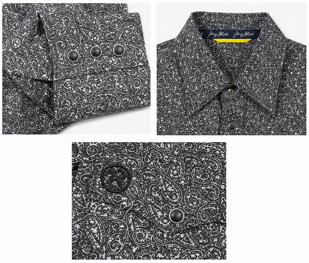 Wrangler George Strait™ Signature Collection Black Paisley Pearl Snap Western Shirt Men’s - Large