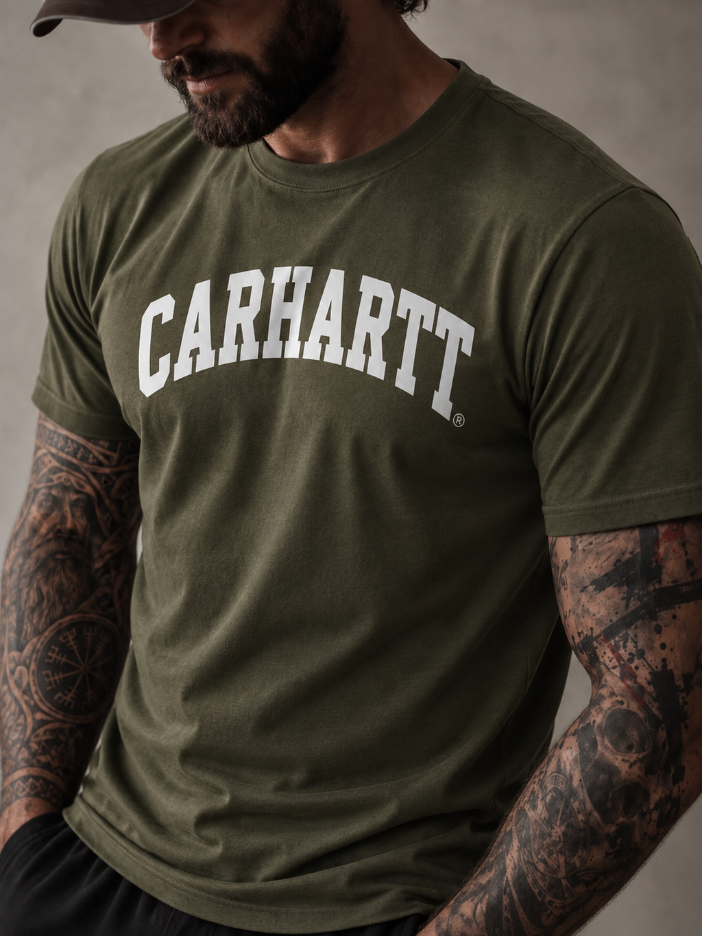 Carhartt Olive Green Logo T-Shirt - Medium - Grade A