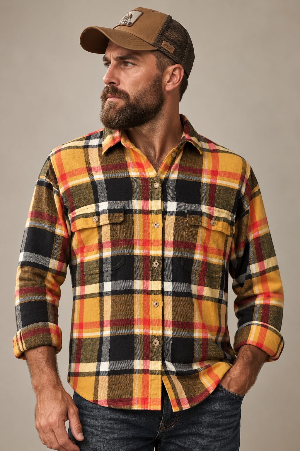 American Eagle Plaid Brushed Cotton Shirt - XL - Grade B