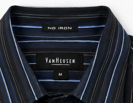 Van Heusen No-Iron Blue Pinstripe Shirt - Medium